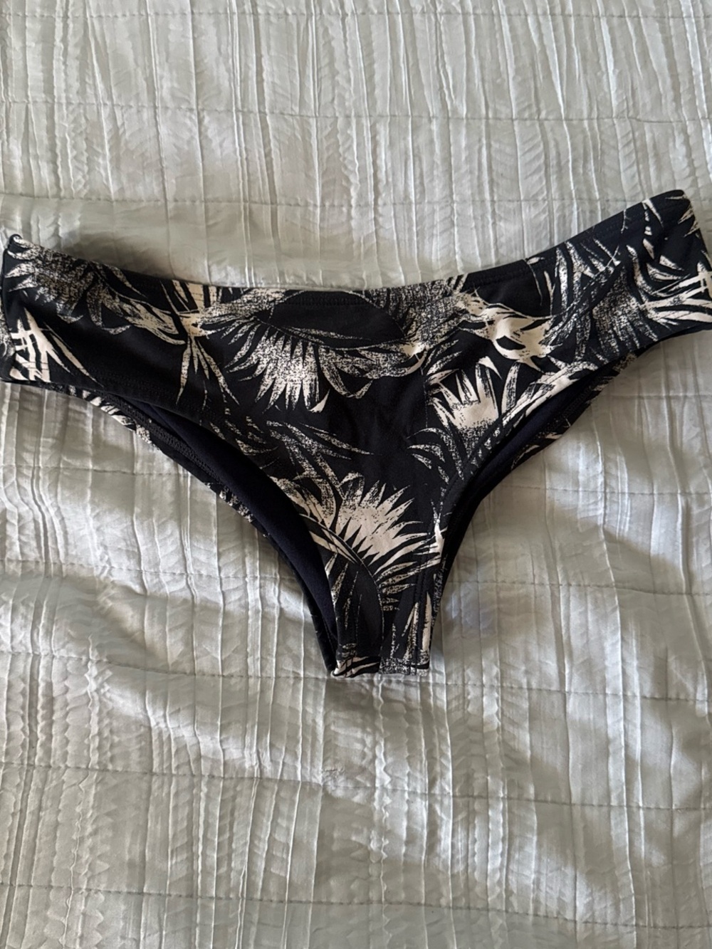 Black & Cream Tropical Print Bikini Bottom